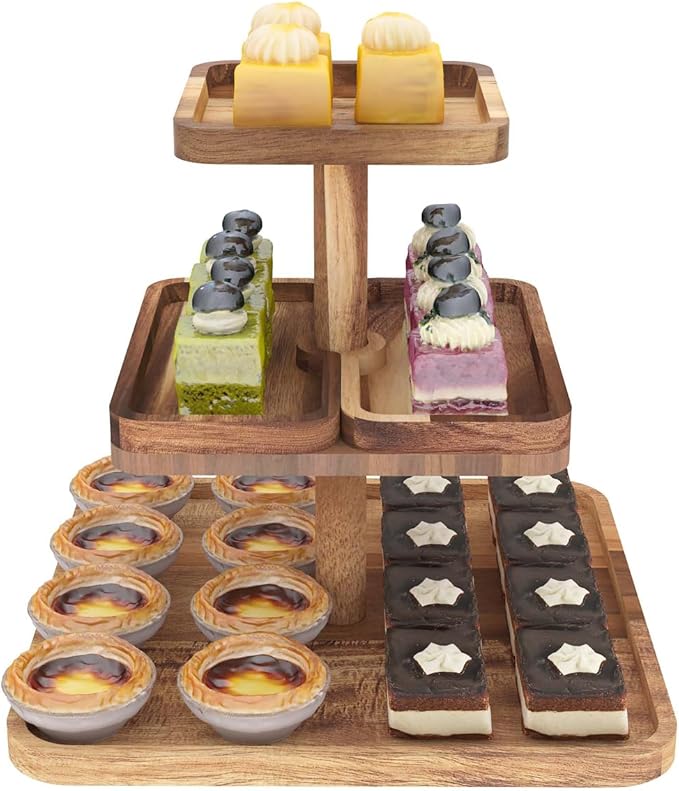 Acacia Wood 3 Tier Cupcake Stand - Image 6