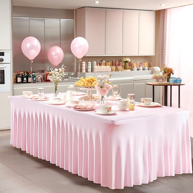 Wish Care 6 Pack Pink Spandex Table Clothes - Image 5
