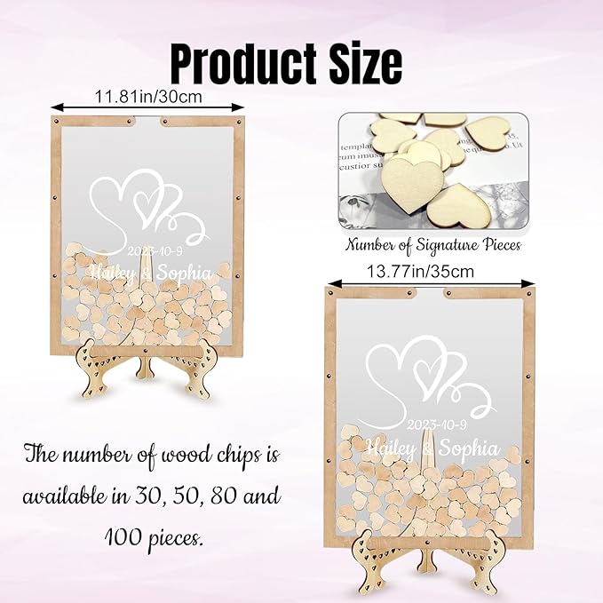Personalized Wedding Guest Book Alternative Custom Name & Date Guestbook Sign - Image 7