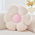Beige Flower Pillow, 14.9" Cute Flower Shaped Floor Pillow, Aesthetic Floral by Kcvvcr