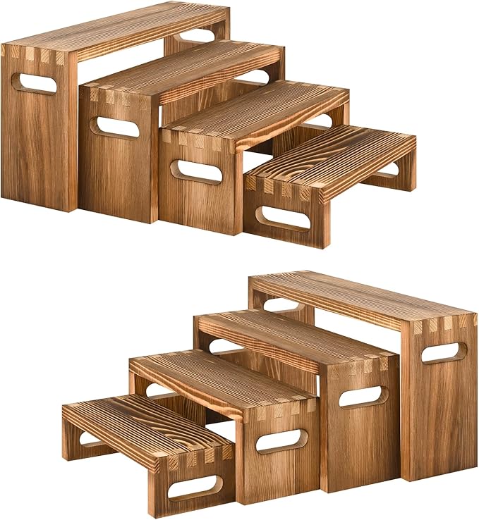 8 Pcs Wood Risers Display Stands, 2 Set Wooden Risers - Image 9