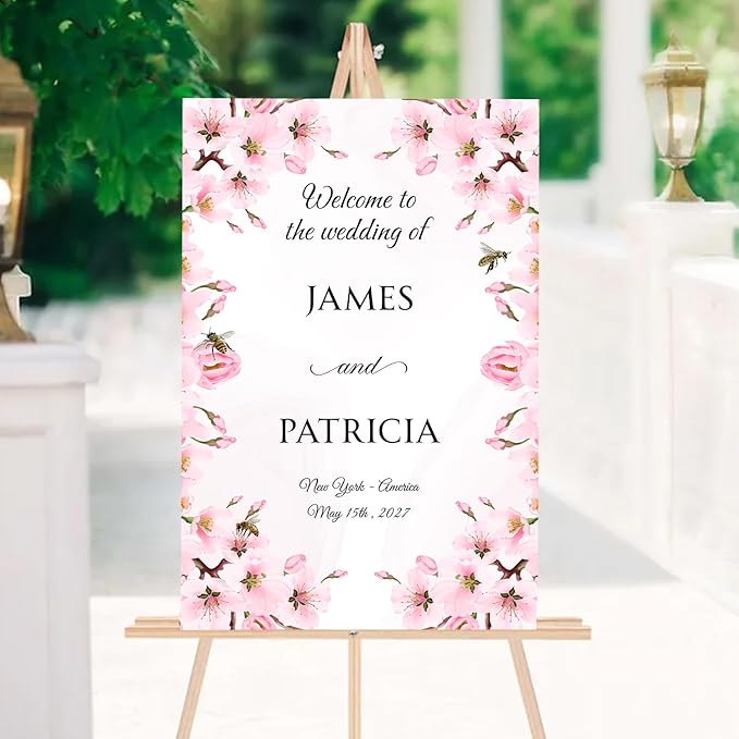 Personalized Blush Pink Wedding Welcome Sign, Floral Printable Wedding Board - Image 5