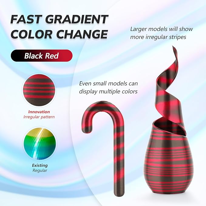 AMOLEN Silk PLA 3D Printer Filament, Shiny Multicolor Rainbow PLA Filament - Image 3