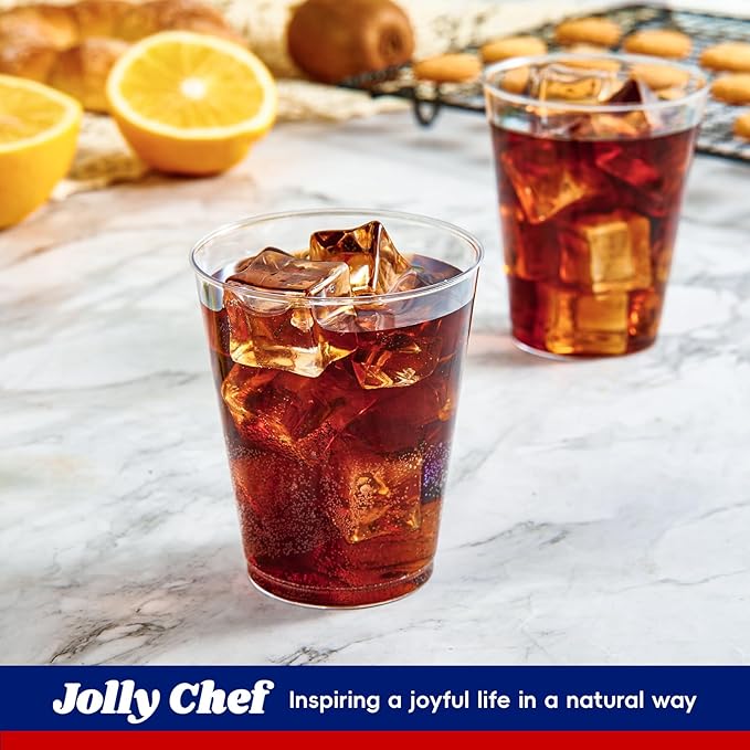 JOLLY CHEF 8 oz Clear Disposable Plastic Cups, Heavy-duty 100 Pack Clear - Image 4