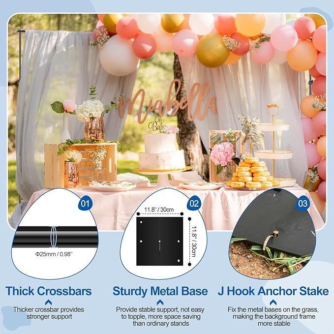 FUDESY Heavy Duty Backdrop Stand, 8.5x10ft Adjustable Photo Background Stand - Image 5