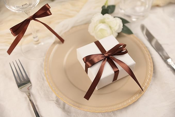 Dark Brown Satin Ribbon 3/8 inch X Continuous 50 Yards, Single Face Polyester - Image 5