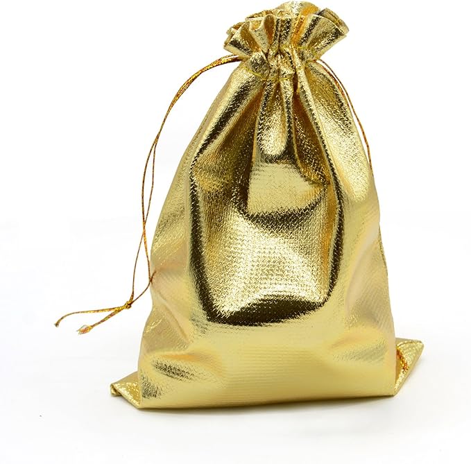Pack of 100 4"x 6" Heavy Duty Gold Drawstring Organza Jewelry Pouches Wedding - Image 5