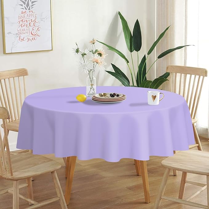 QIKSION Lavender Round Tablecloth 6 Pack, 84 Inch Plastic Table Cover Disposable - Image 2