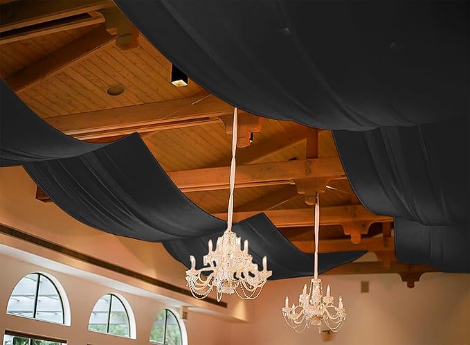 6 Panels Black Ceiling Drapes for Wedding, 5ftx15ft Ceiling Drapes Cheesecloth - Image 8