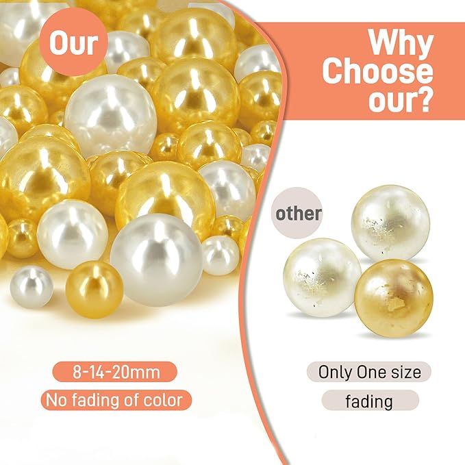 120 PCS 8/14/20mm No Hole Polish Pearl Beads - Image 3