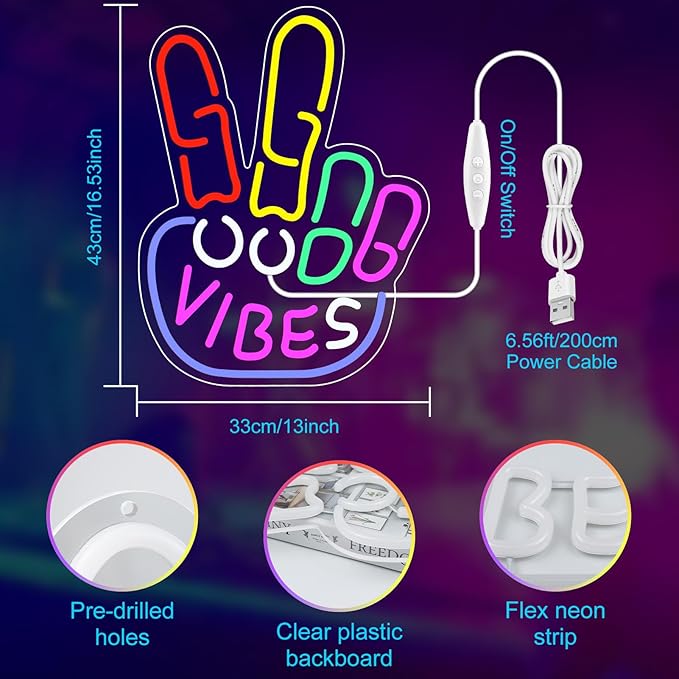 Good Vibes Neon Sign, Yeah Good Vibes Neon Sign - Image 2