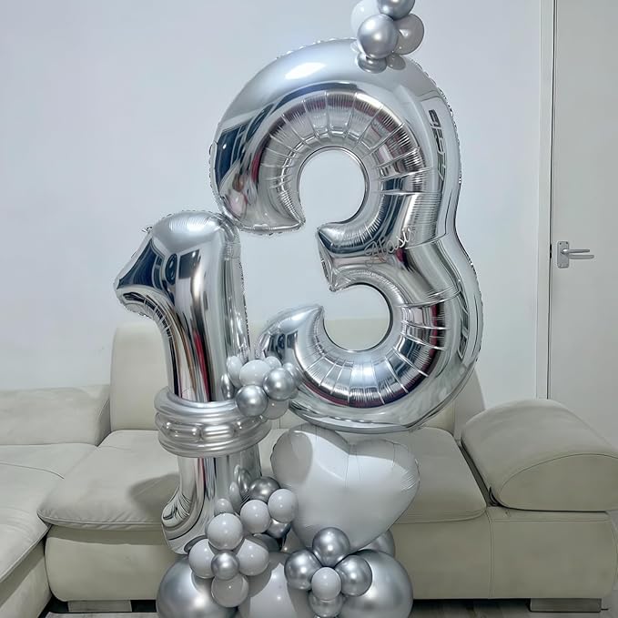 Large Silver Number 17 Balloon, Foil Number 1 and 7 Helium Balloon, 40 Inch - Image 8
