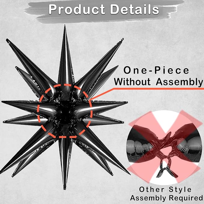 6 Pcs Explosion Star Foil Balloons- 12 Point Star Balloons - Image 4