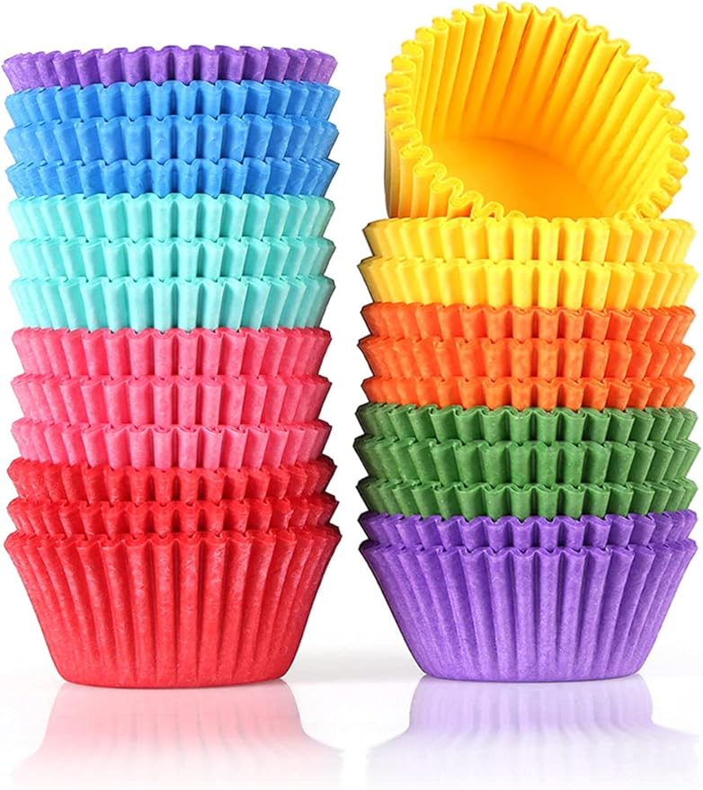 Gifbera Colored Mini Paper Cupcake Liners Vibrant Muffin Baking Cups 400-Count - Image 2