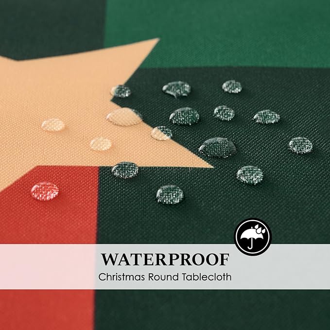 Christmas Tablecloth Round 60 Inch Waterproof, Machine Washable Checkered - Image 3