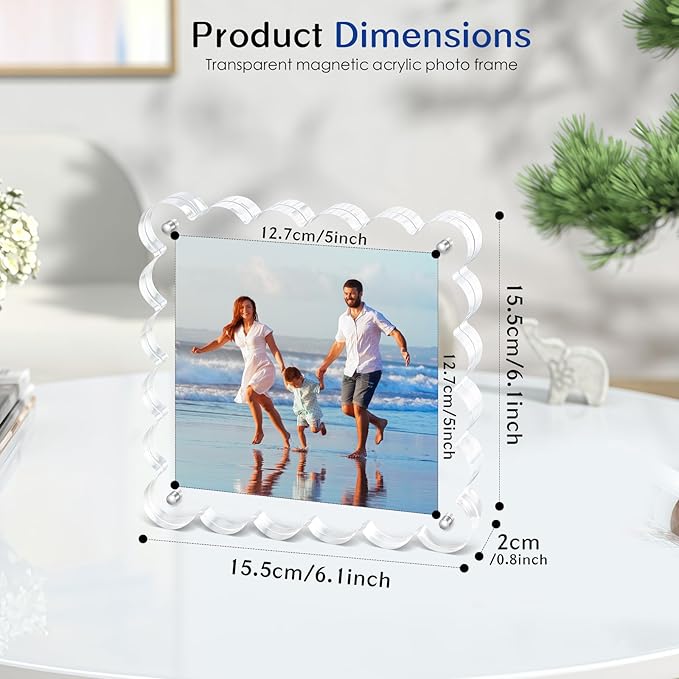 3Pack Clear Magnetic Picture Frames 5×5 Inch - Image 2