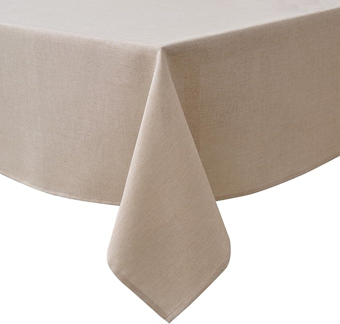 NLMUVW Oatmeal Linen Tablecloth Rectangle 6ft, Rustic Textured Table Cloth by NLMUVW