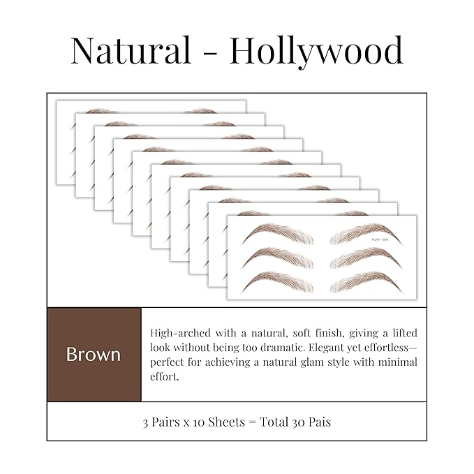 Bliss and Beyond USA Eyebrow Tattoo Stickers Waterproof – 30-Pair Deluxe Box | - Image 2