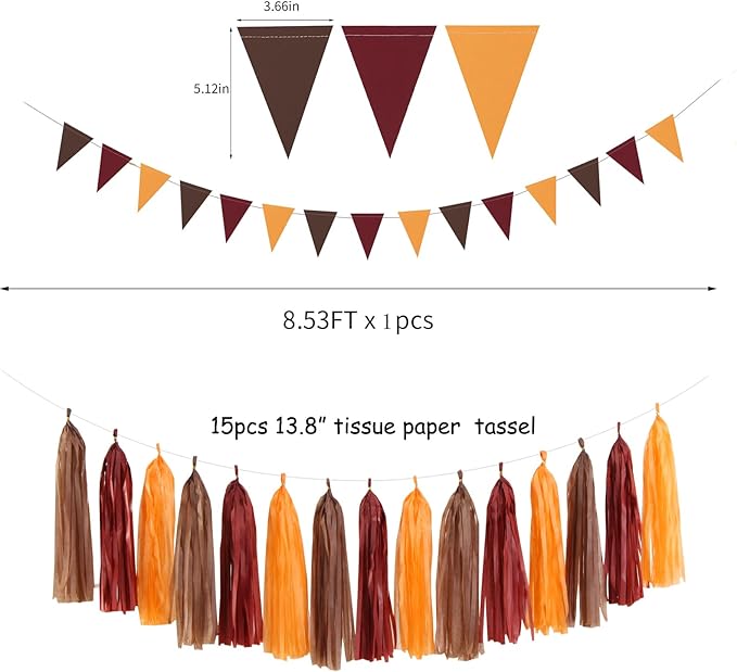 Brown Burgundy Orange Party-Decorations - Image 3