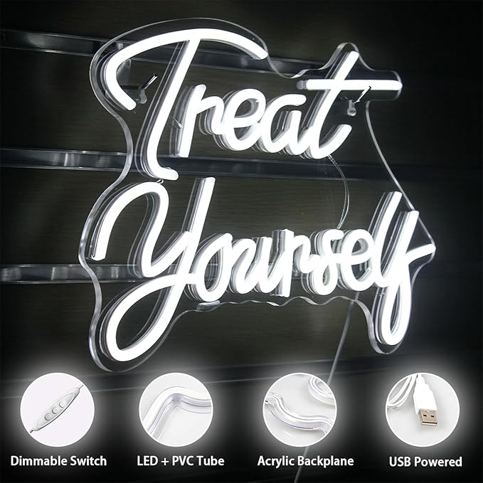 Treat Yourself Neon Signs White Led Sign - Image 4