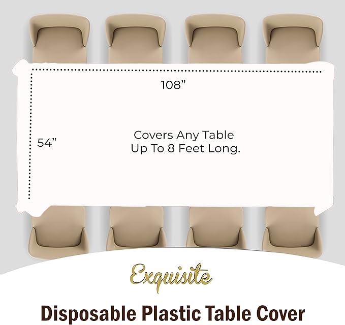 Exquisite 12-Pack Premium Plastic Tablecloth 54 Inch. x 108 Inch. Rectangle - Image 4