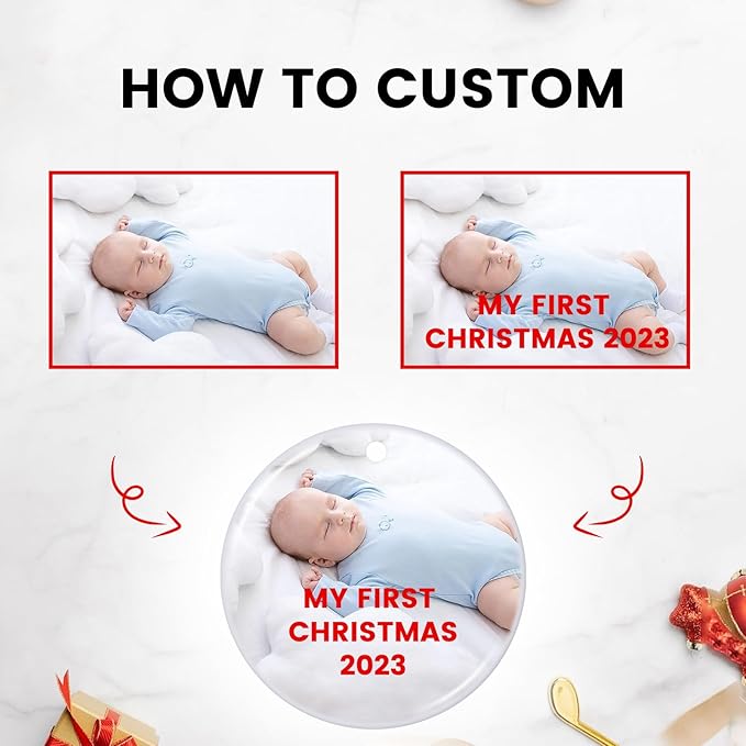 Personalized Christmas Ornaments 2025, Custom Photo Text Hanging Ornament - Image 4