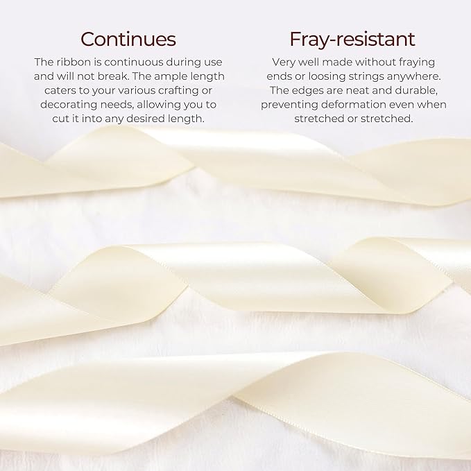 Beige Satin Ribbon 1 inch X Continuous 100 Yards, Single Face Polyester Ribbon - Image 4