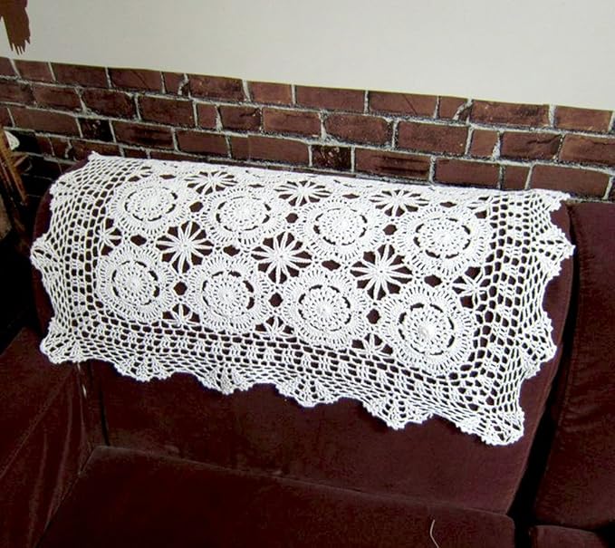 Cotton Handmade Crochet lace Table Runners Rectangular Tablecloth Doilies Doily - Image 7