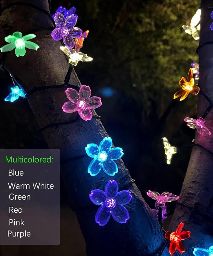 Pastel Flower String Lights Indoor Decorations, 33ft 100 LED USB Plug in - Image 3