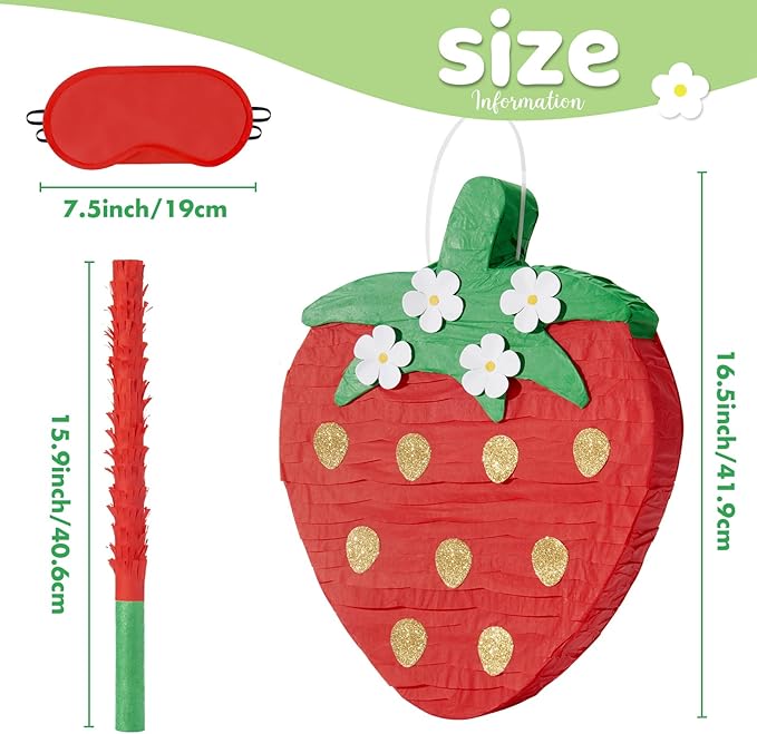 Wernnsai Red Strawberry Piñata For Kids - Image 3