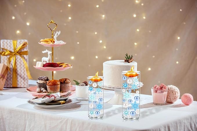 110 Pcs Vase Filler Christmas Decorations and Floating Beads, Snowflake Vases - Image 5