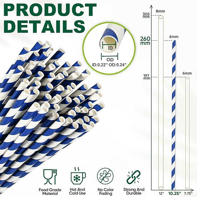 10 Inch Long Disposable Drinking Straws Paper - Image 3