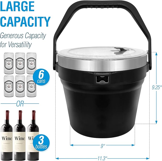 Insulated Ice Bucket with Lid & Scoop-XL Double-Walled, bar Essentials - Image 6