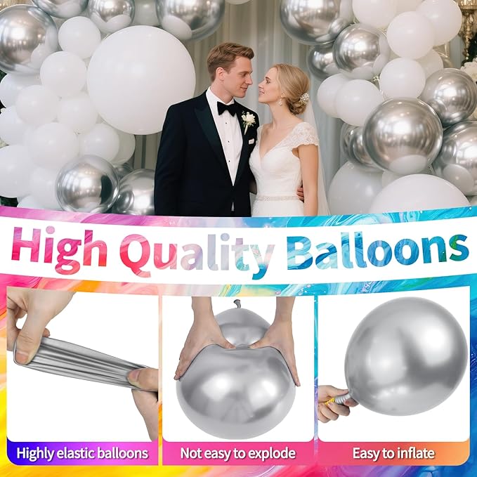 KAWKALSH Metallic Silver Balloon 12 Inch - Image 3