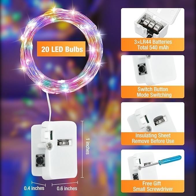 12 Pack Fairy Lights Battery Operated - 7ft 20 Led Twinkle Lights 3 Modes - Image 6