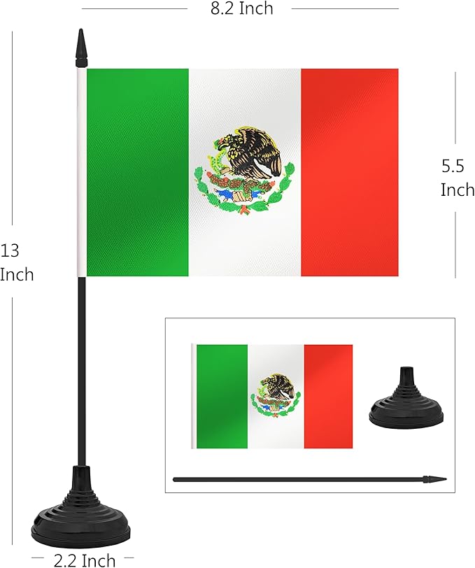 12 Pack Mexico Desk Flag Set, Mexican Table Office Flag, Small Miniature - Image 2