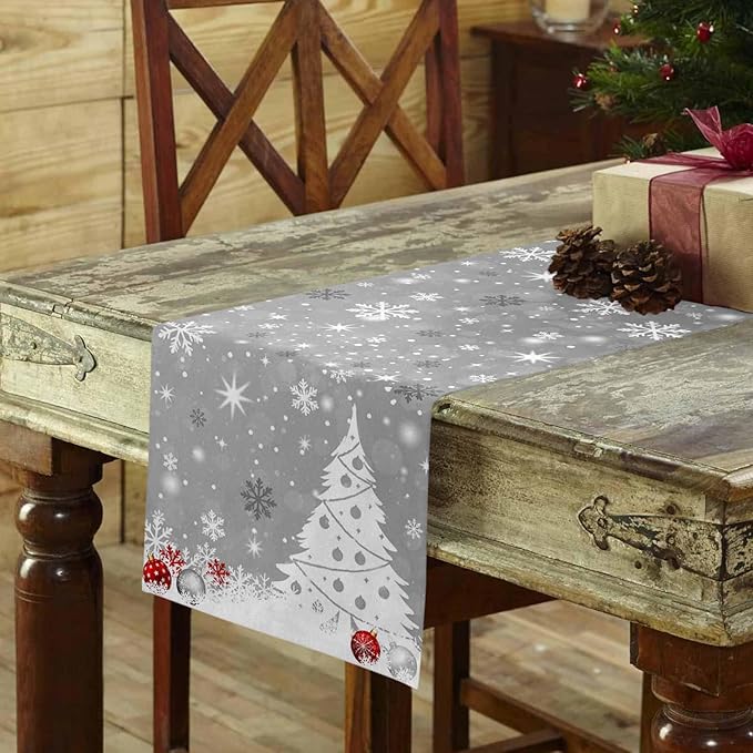 Christmas Snowflakes Cotton Linen Table Runner - Image 3