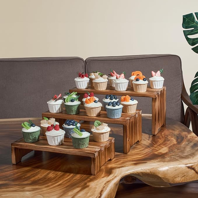 Set of 3 Wooden Rustic Cupcake Stand - Image 2