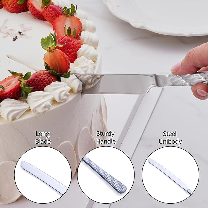 Silver Cake Cutting Set, Stainless Steel Cake Knife and Server Set, Cake Pie - Image 4