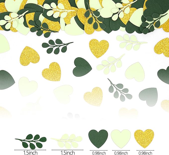 200PC Sage Green Heart Confetti - Image 2