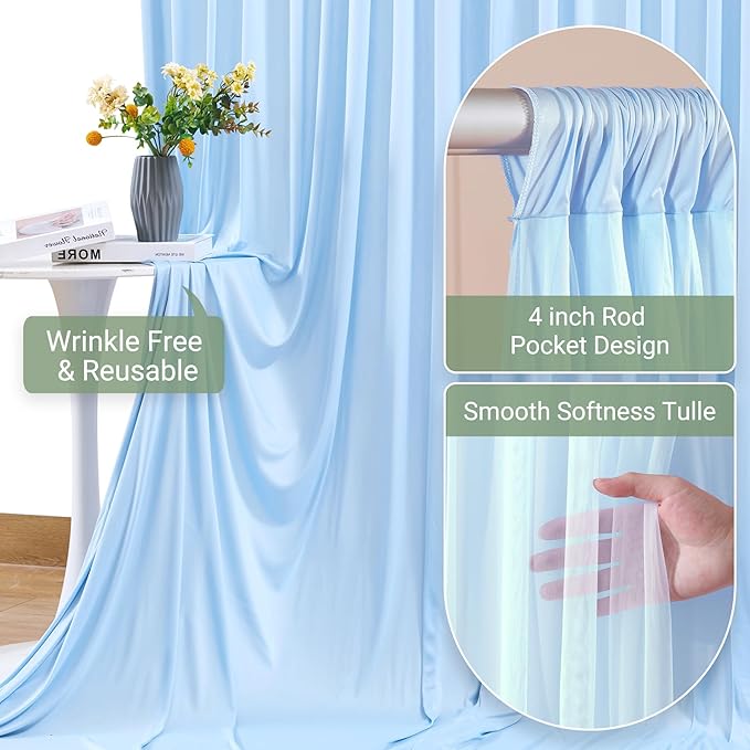 Baby Blue Tulle Backdrop Curtain - Image 5