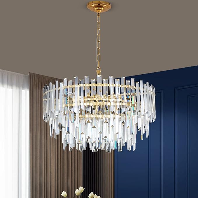 Gold Copper Crystal Chandelier Lighting 24'' by Lt-vtLighting