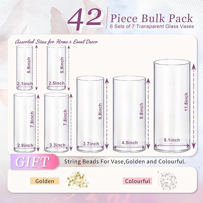 42pcs Glass Vase Cylinder Vases - Image 2
