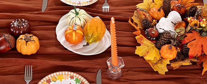 Terracotta Cheesecloth Table Runner 10 Pack Fall Burnt Orange Cheese Cloth - Image 6