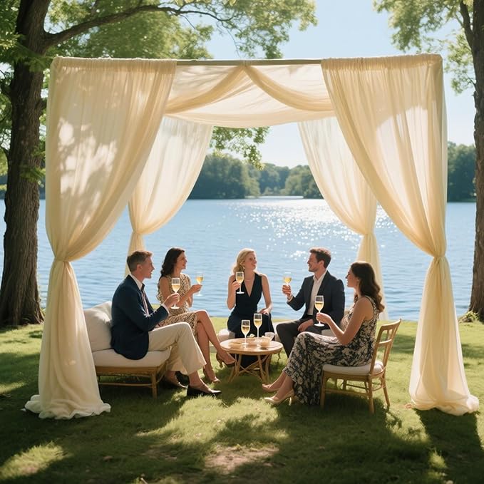 VOK Wedding Arch Draping Fabric Chiffon Fabric, 29in x 18Ft Sheer Chiffon - Image 3