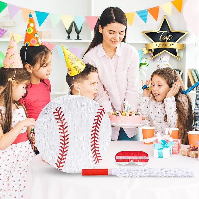 Baseball Pinata Bundle with a Blindfold and Bat, Baseball Pinata - Image 6