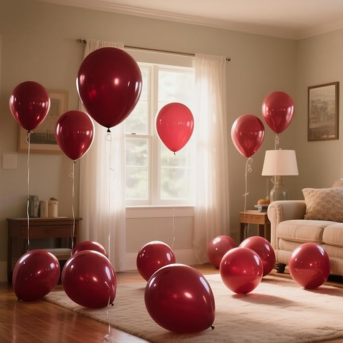 110pcs Burgundy Red Balloon 12 Inch, Burgundy Red Latex Balloons - Image 6