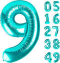 40 Inch Big Teal Blue 9 Balloon Number, Jumbo Giant Happy 9th 19 29 39 49 99 by Upgesy