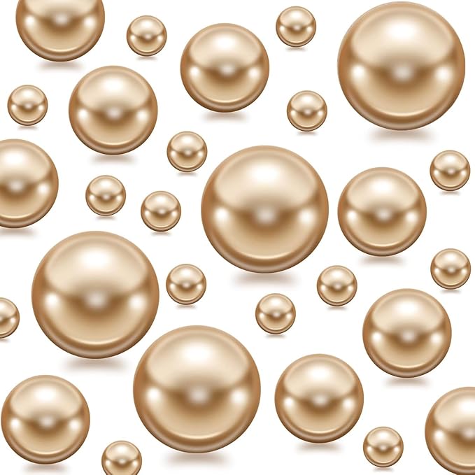 300Pcs Gold Polished No Hole Faux Pearl Beads - Image 7