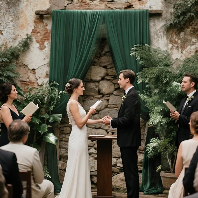 VOK Dark Green Wedding Arch Draping Fabric Chiffon Fabric, 29in x 18Ft Sheer - Image 2